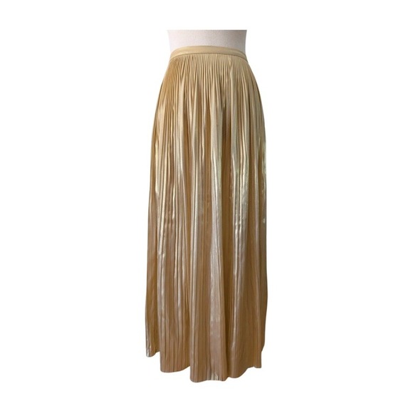 NWT Maison Margiela Gold Pleated Accordian Maxi Skirt Size 38‎ Metallic Silk - Picture 3 of 8